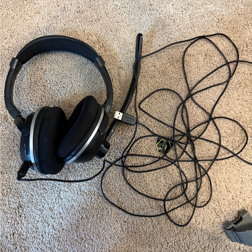 Black Wired Over-Ear Headphones and mic for gaming